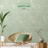 วอลเปเปอร์ลายลายใบไม้เล็ก สีน้ำตาลครีมพื้นสีเขียวอมเทา No.10232-9