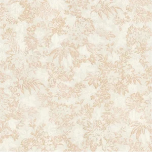 วอลเปเปอร์ลายดอกไม้ สีชมพูอมน้ำตาล สีพื้นน้ำตาลอ่อน No.10320-2
