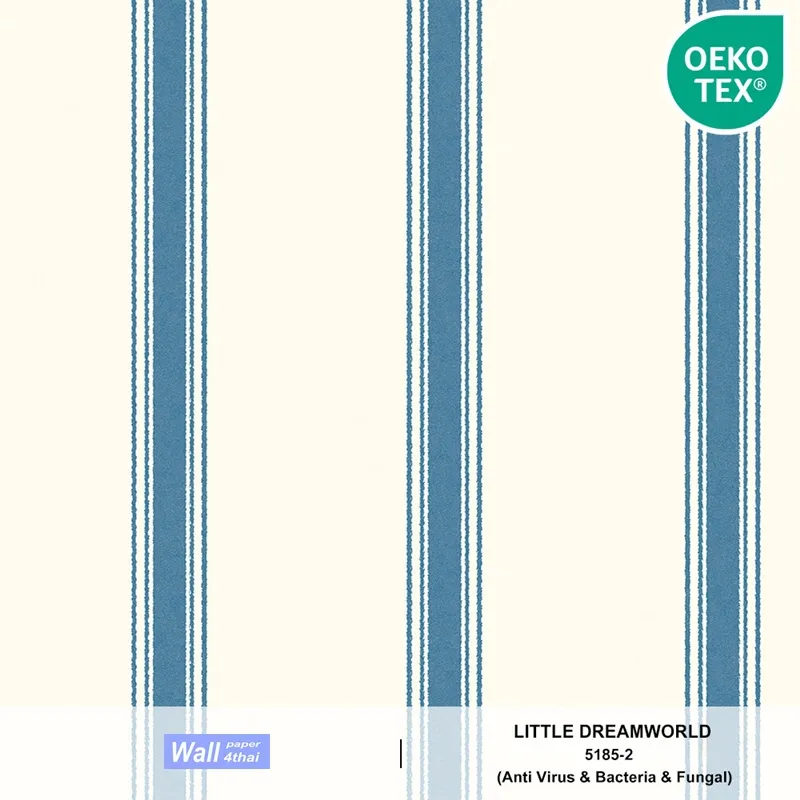 วอลเปเปอร์ลายทางสีครีมสลับน้ำเงิน No.5185-2