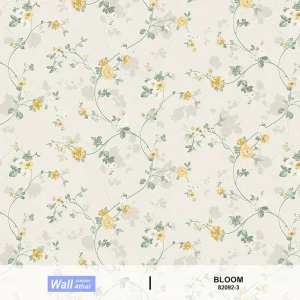 วอลเปเปอร์ลายดอกไม้สีเหลือง พื้นเทาอ่อน No.82092-3