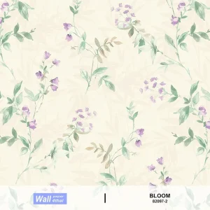 วอลเปเปอร์ลายดอกไม้สีม่วง พื้นสีขาว No.82097-2