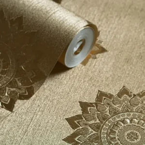 วอลเปเปอร์ลายไทย ลายดาวสีทองพื้นสีทอง