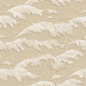 วอลเปเปอร์ลายคลื่น สีน้ำตาลครีม SV1001-2