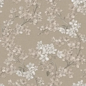 วอลเปเปอร์ลายดอกไม้สีน้ำตาล พื้นสีเทา SV1004-3