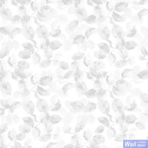 วอลเปเปอร์ลายใบไม้ สีเงินพื้นสีขาว No.88556-1