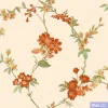 วอลเปเปอร์ลายดอกไม้สีส้ม พื้นหลังสีครีม เทกเจอร์ผ้า No.FT221211