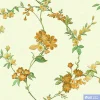 วอลเปเปอร์ลายดอกไม้สีส้ม พื้นหลังสีเขียว เทกเจอร์ผ้า No.FT221212