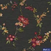 วอลเปเปอร์ลายดอกไม้สีแดง พื้นหลังสีดำ เทกเจอร์ผ้า No.FT221214