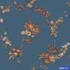 วอลเปเปอร์ลายดอกไม้สีส้ม พื้นหลังสีน้ำเงิน เทกเจอร์ร์ผ้า No.FT221215