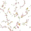วอลเปเปอร์ลายดอกไม้เล็ก สีชมพูปนเหลือง พื้นสีขาว No.84014
