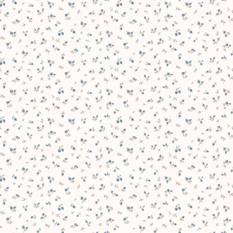 วอลเปเปอร์ลายดอกไม้เล็ก สีน้ำเงิน พื้นสีขาว No.84063
