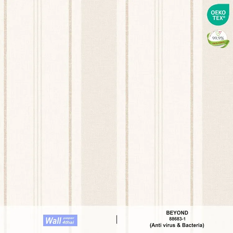 วอลเปเปอร์ลายทางสีเทาขาว สลับสีน้ำตาล ช่องขนาด 8 เซ็นฯ No.88683-1