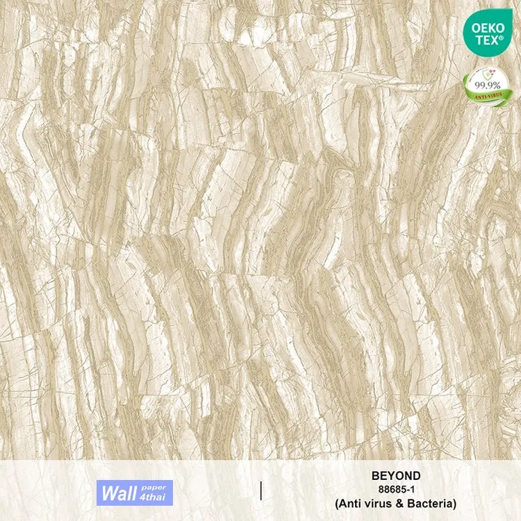 วอลเปเปอร์ลายหินอ่อน สีครีม พิงค์โกล์ด No.88685-1