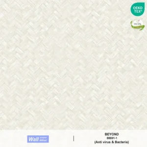 วอลเปเปอร์ลายไม้ไผ่สาน สีขาวเทา No.88691-1